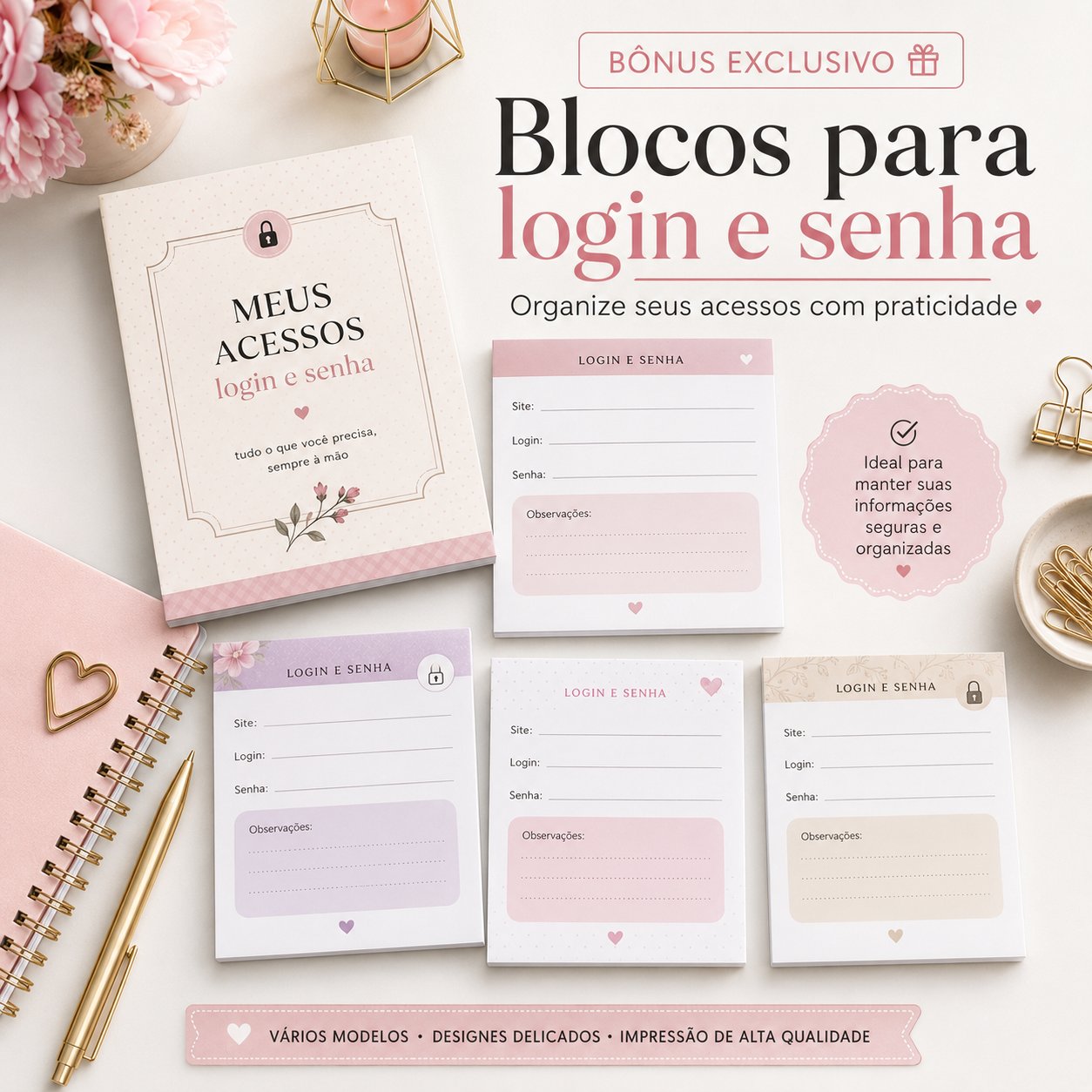 Prévia do presente Blocos para login e senha