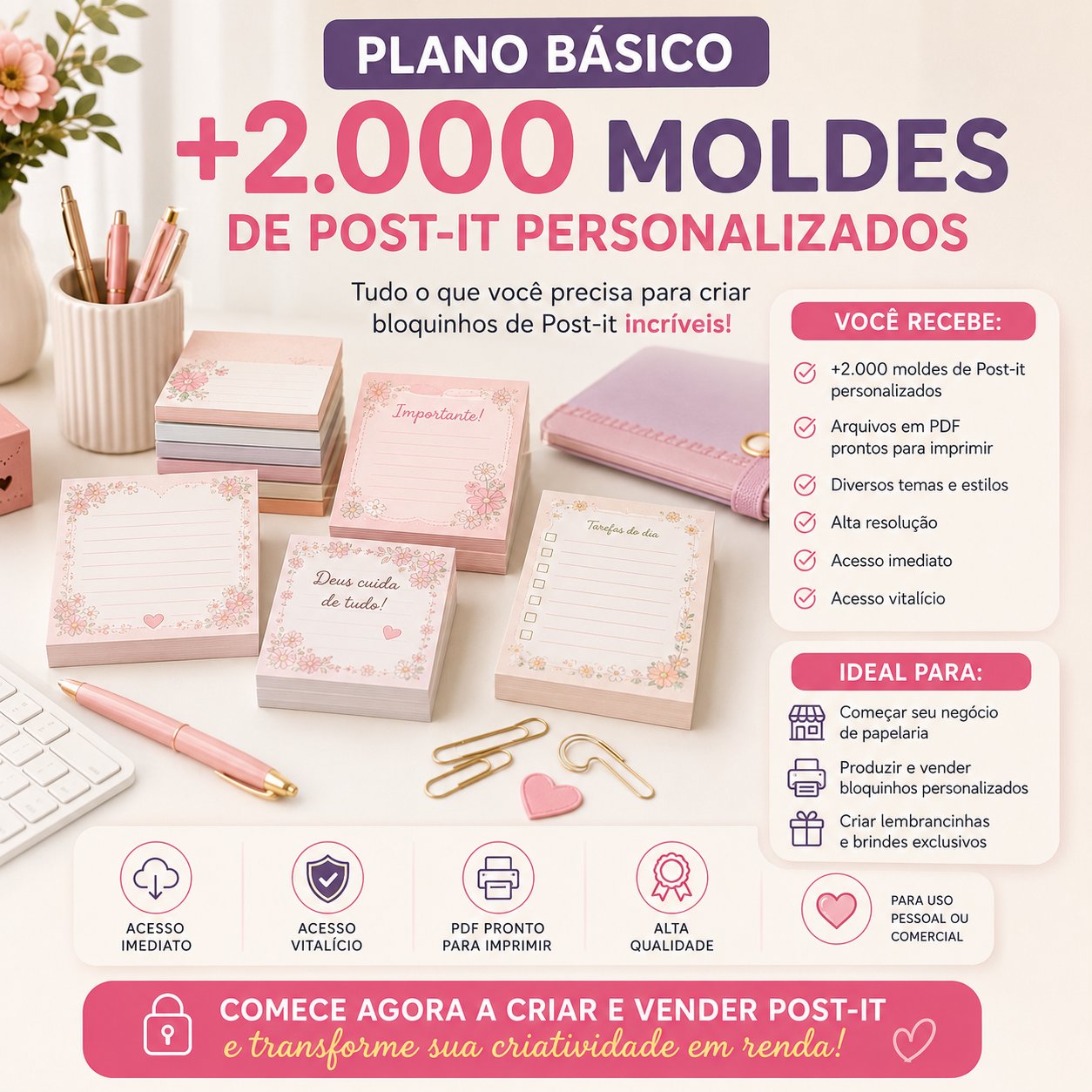Capa do Pack Inicial com 300 moldes de post-it